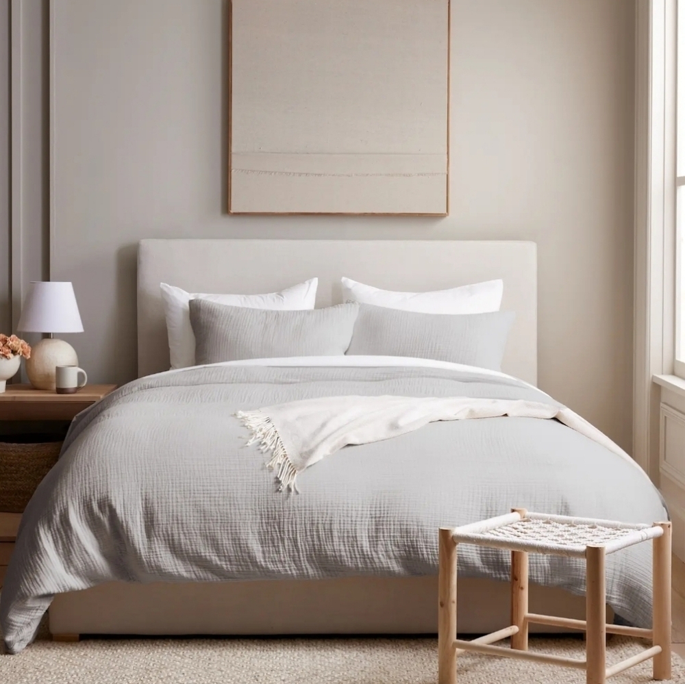 NWT Quince Organic Airy Gauze Duvet Cover Set Cal King